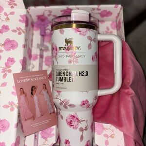 Stanley LoveShackFancy White and Pink Floral Tumbler